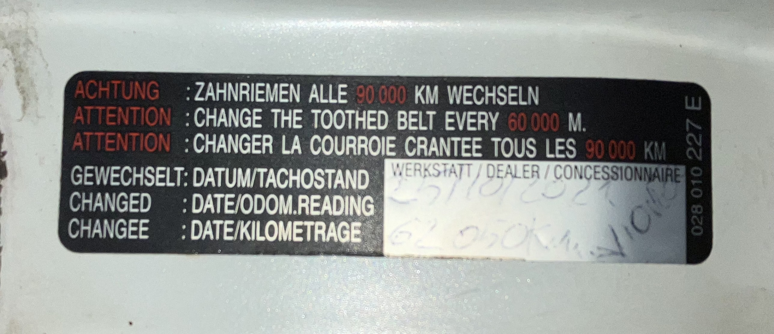 The right interval for timing belt replacement on TDI190? Skoda