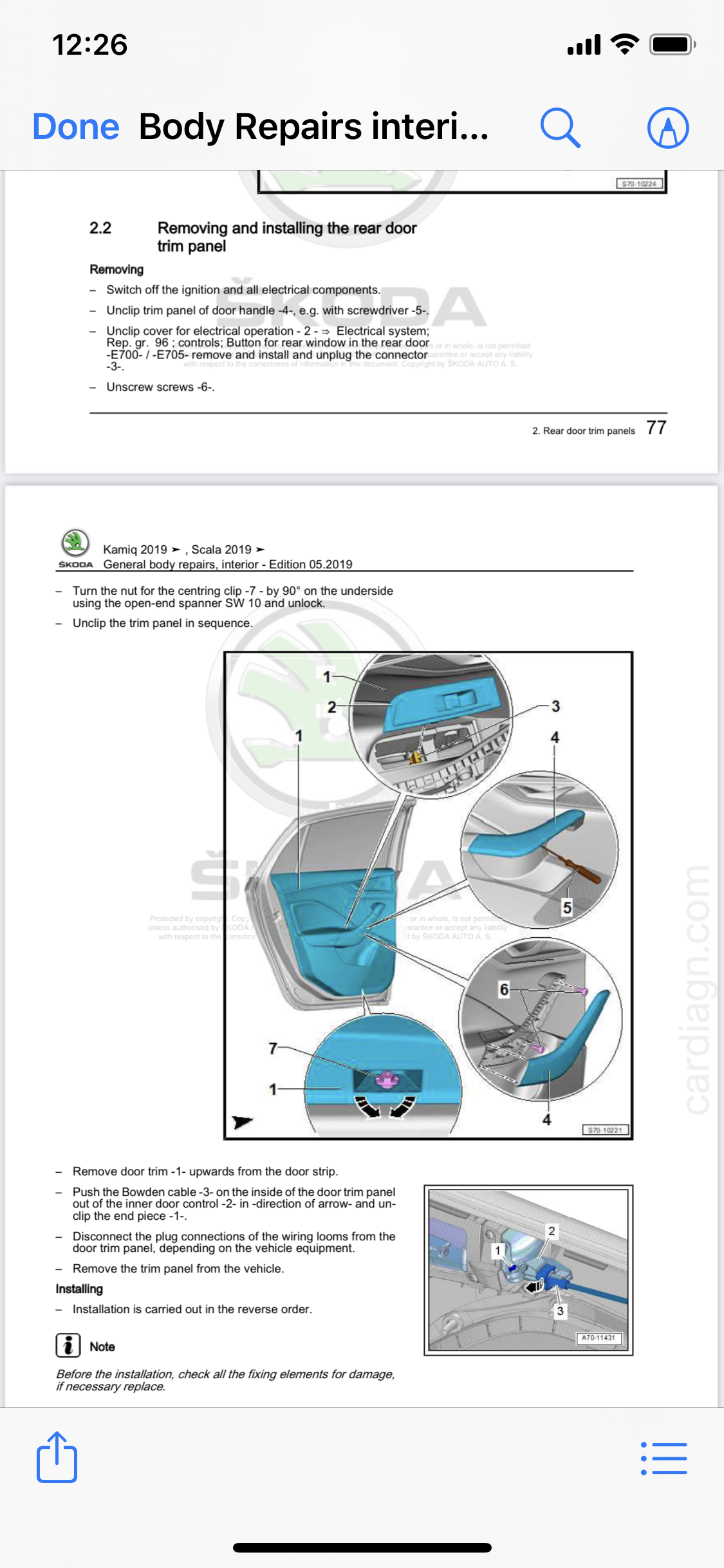 Door panel removal Škoda Kamiq BRISKODA