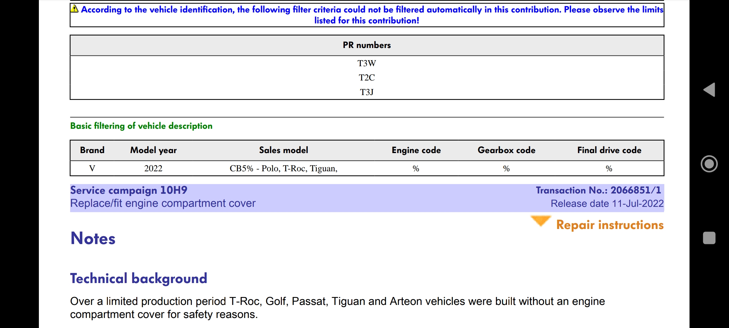 Engine Cover Recall TSI Skoda Octavia Mk IV (2020 > ) BRISKODA