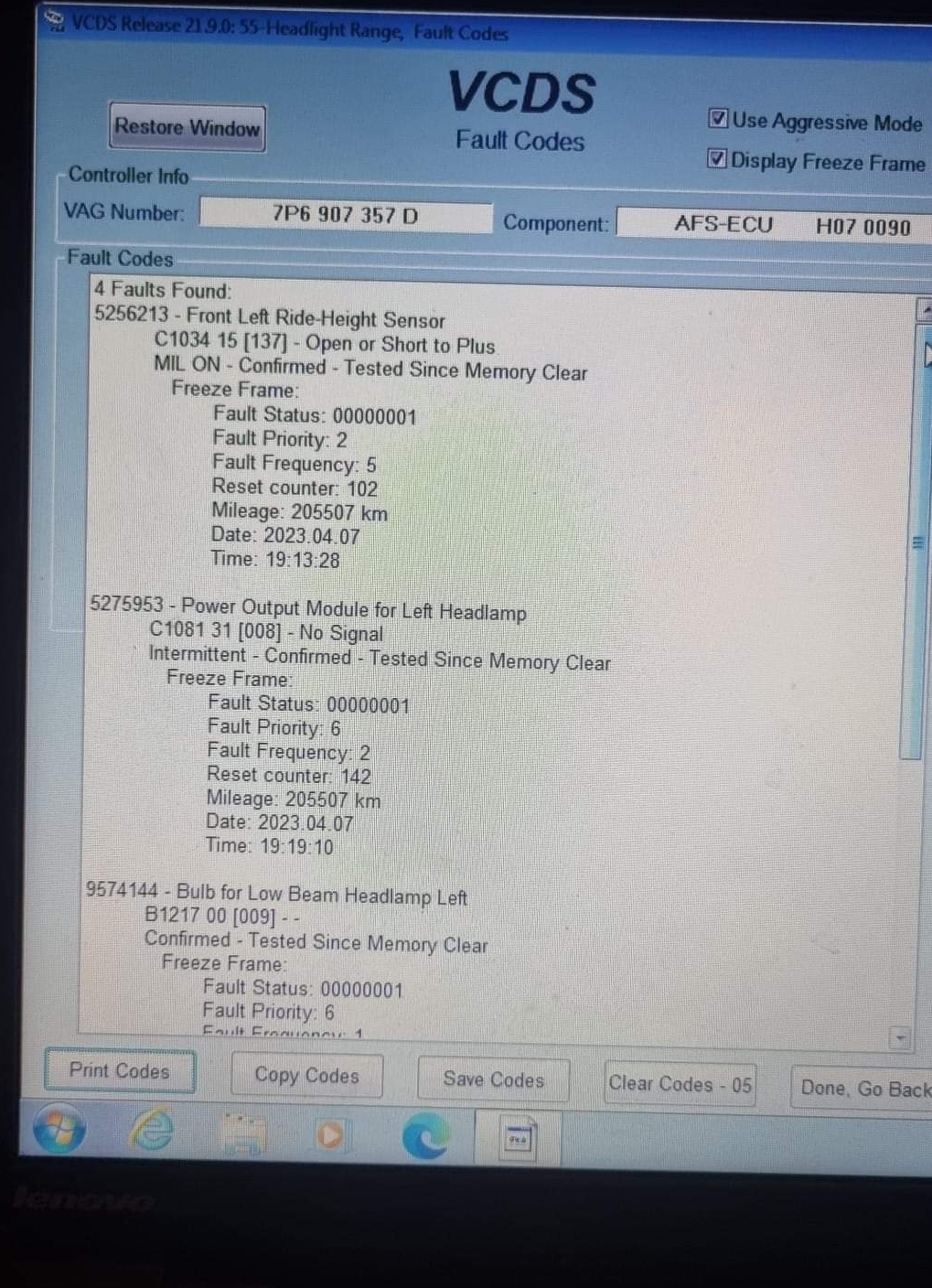 Help required afs error cornering light Skoda Octavia Mk III (2013