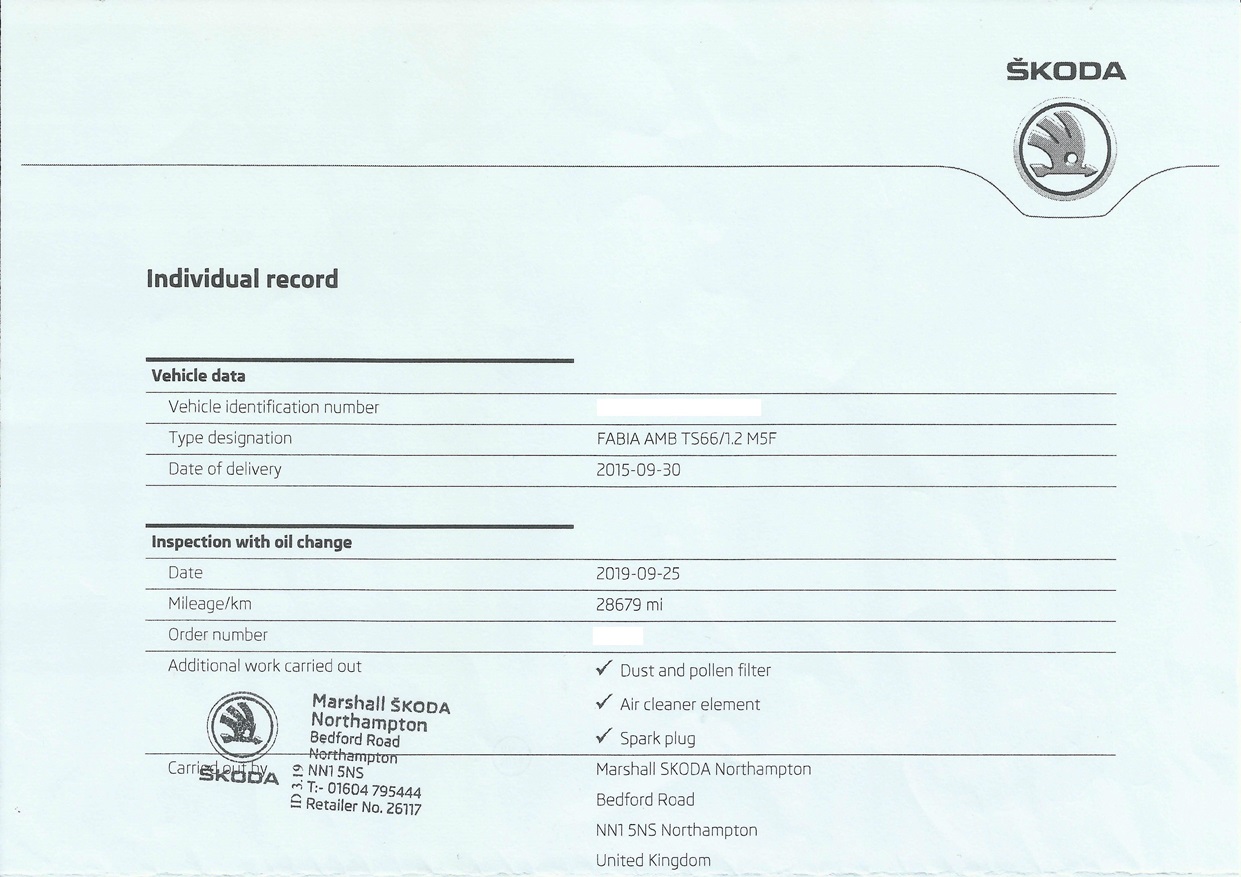 Digital service history General Maintenance BRISKODA