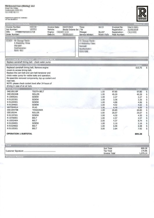 Cost of cambelt change Page 2 Skoda Octavia Mk III (2013 2020