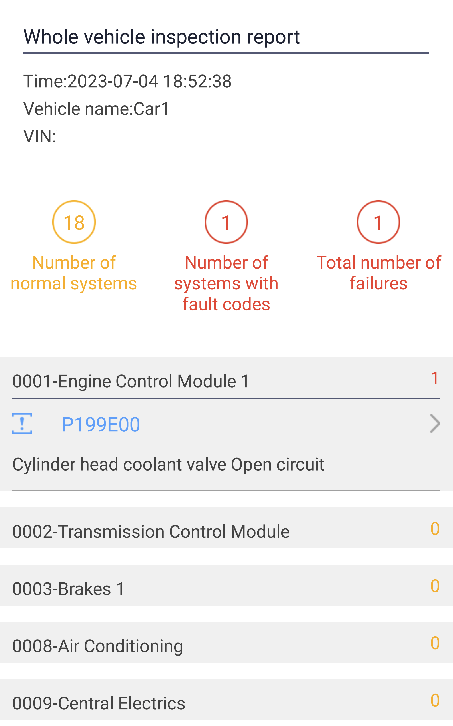P199E00 - Cylinder head coolant valve Open circuit