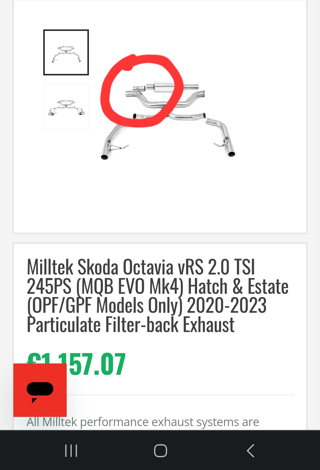 Skoda Octavia vRS 2.0 TSI 245PS (MQB EVO Mk4) Hatch & Estate (OPF/GPF Models Only) 2020-2023 Particulate Filter-back Exhaust Skoda Octavia vRS 2.0 TSI 245PS (MQB EVO Mk4) Hatch & Estate (OPF/GPF Models Only) 2020-2023 Particulate Filter-back Exhaust