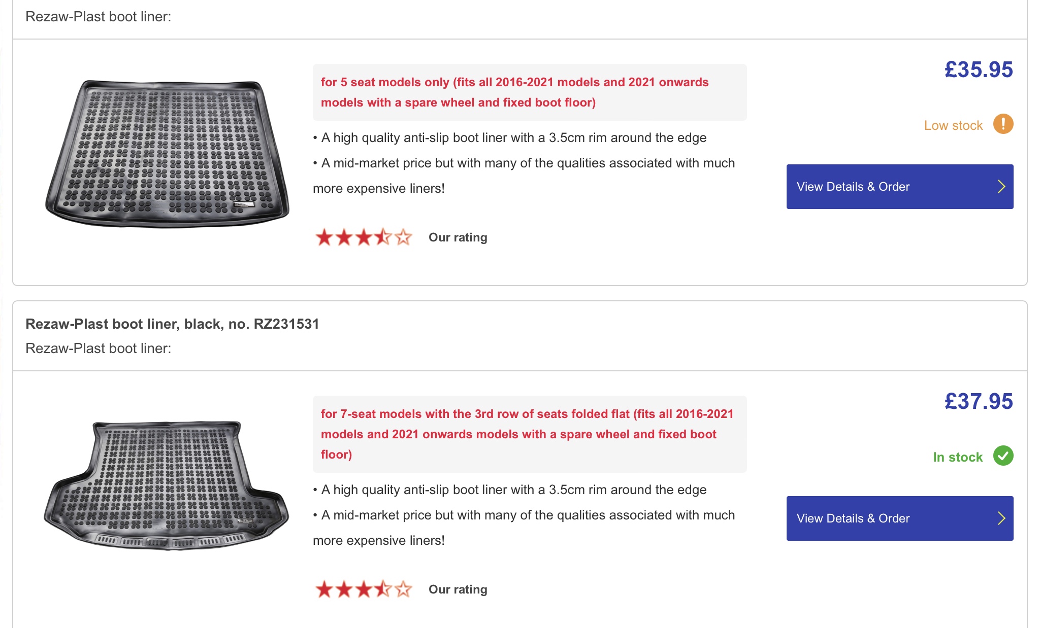 Rubber boot mat / liner for 5 seater with spare wheel Skoda Kodiaq MKI (20172023) BRISKODA