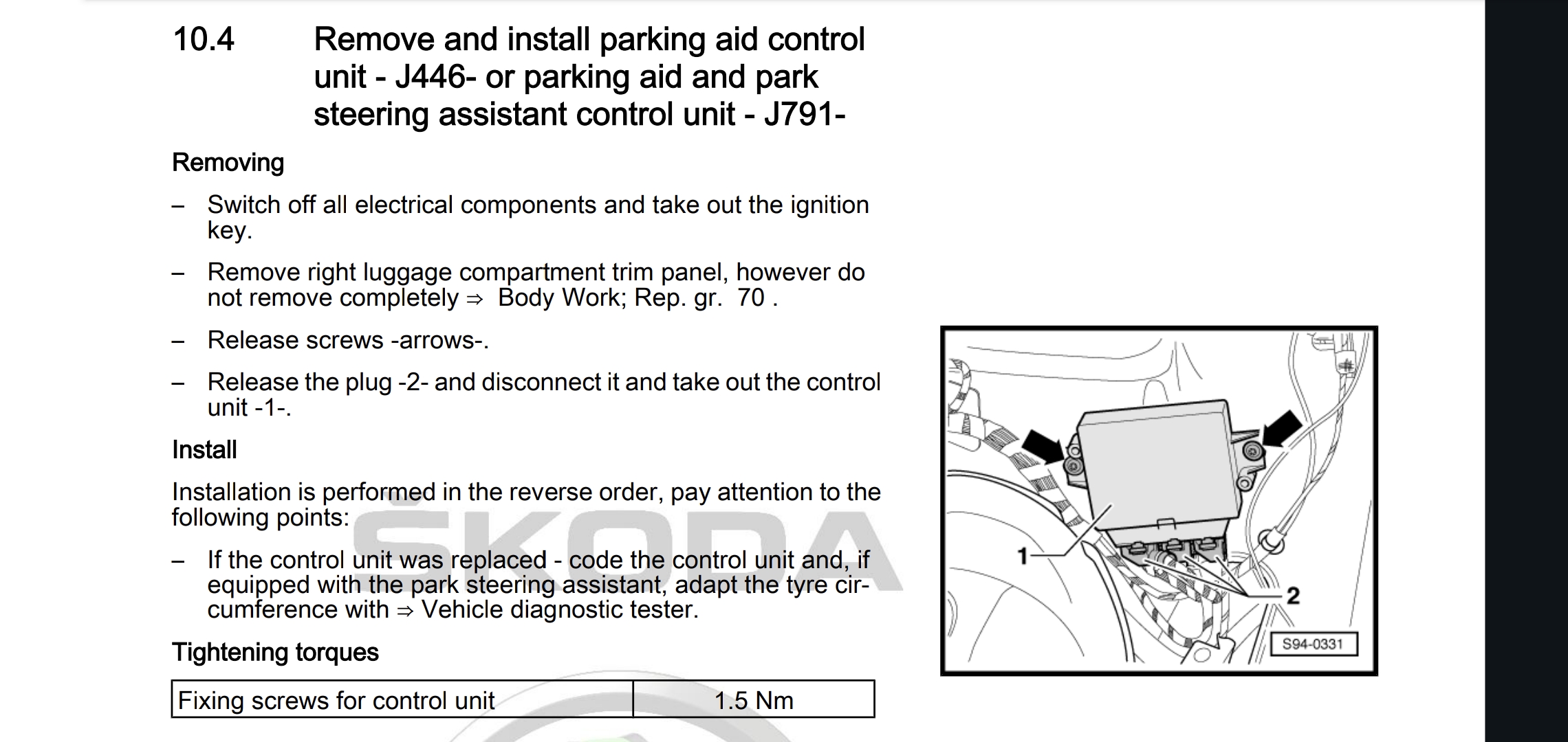 Parking sensors not working Skoda Yeti BRISKODA