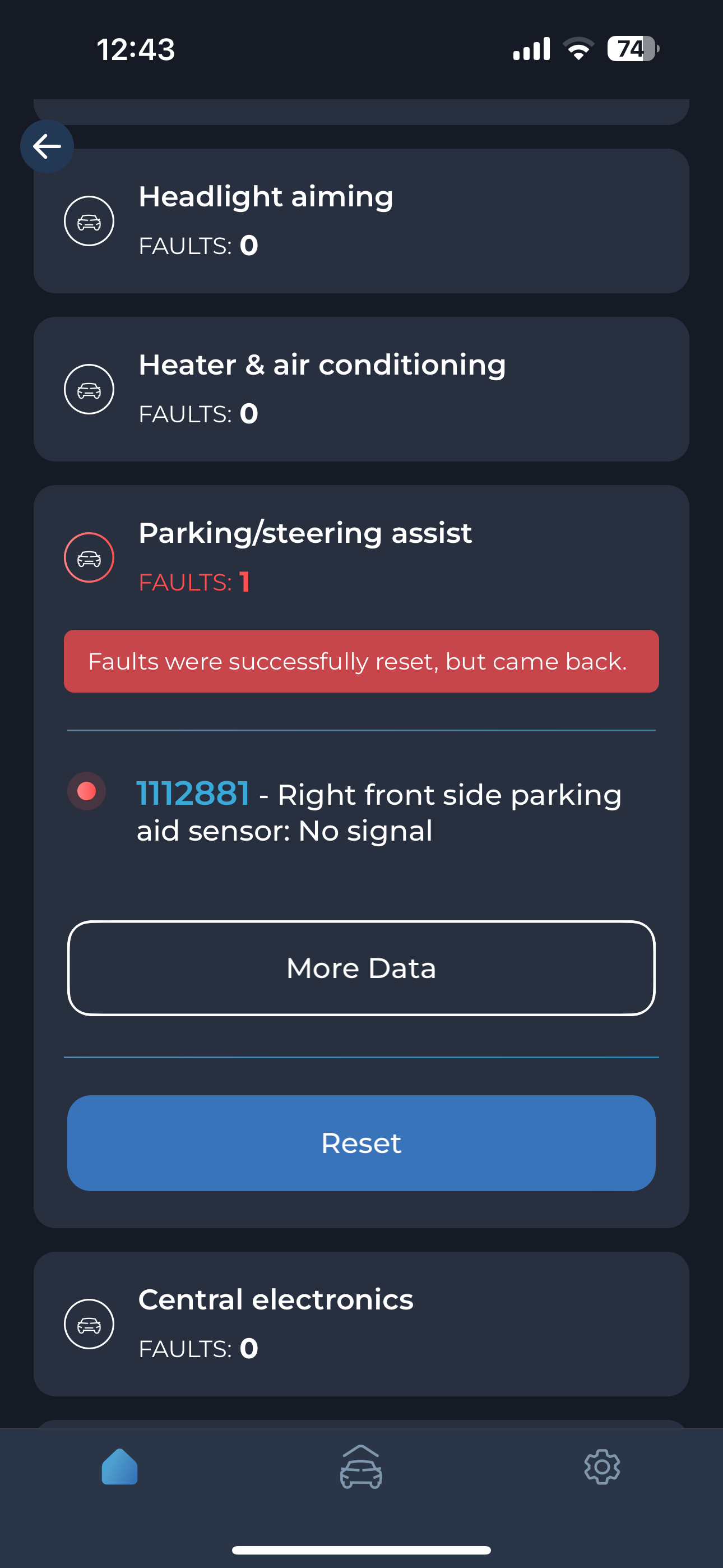 Front parking sensor not working - OEM part needed