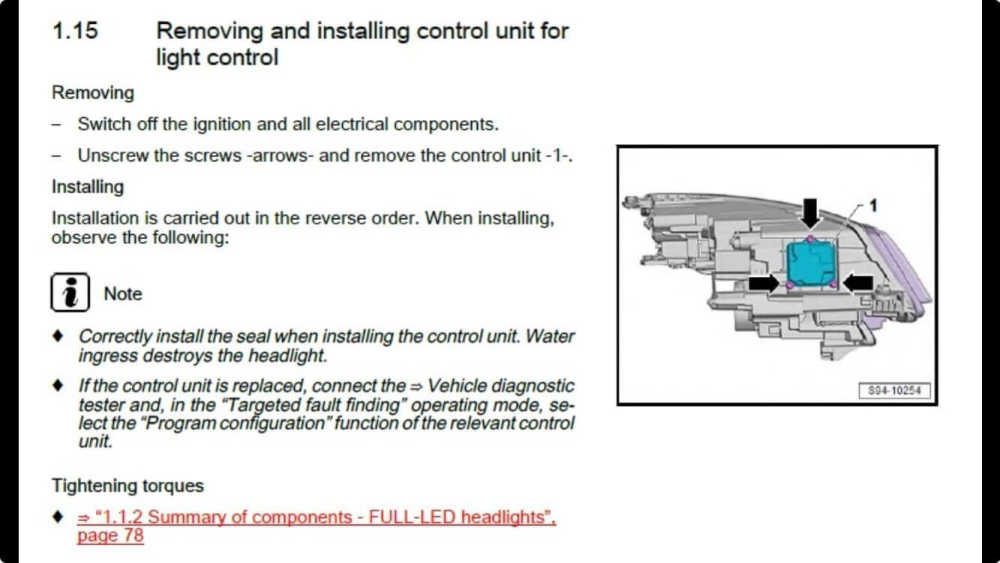 Program Configuration after replacing control unit for LED turn signal