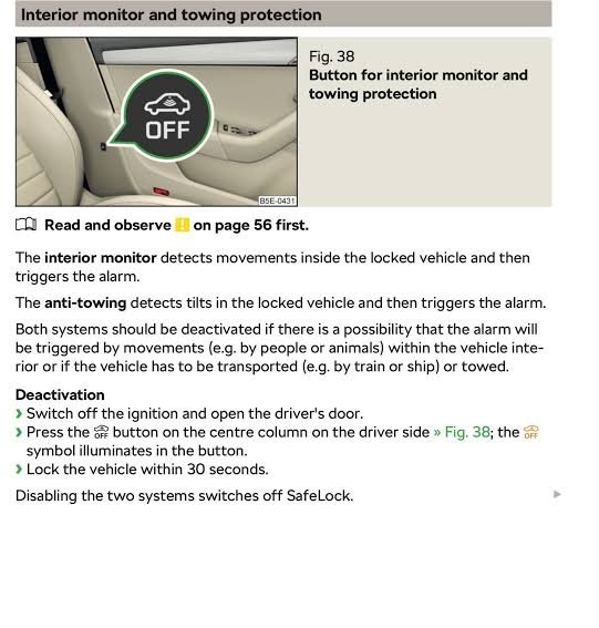 Turning off the anti tow and interior monitoring
