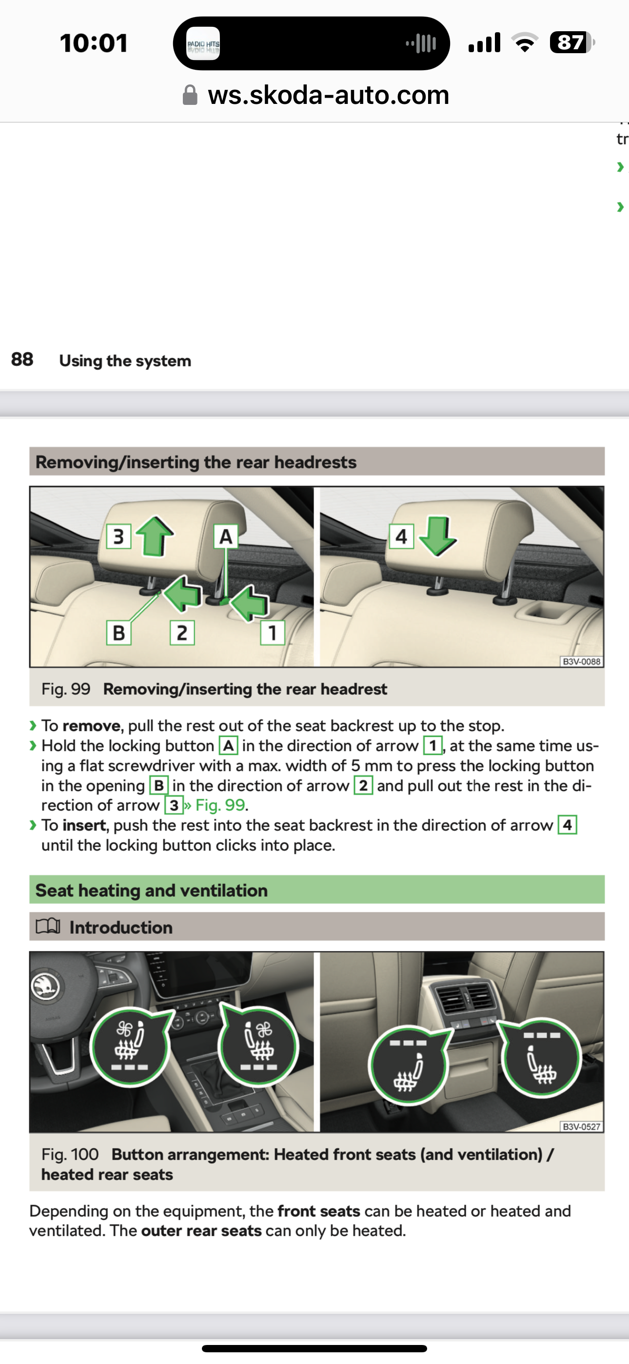 Rear Headrest Removal Skoda Superb Mk III (2015 2023) BRISKODA