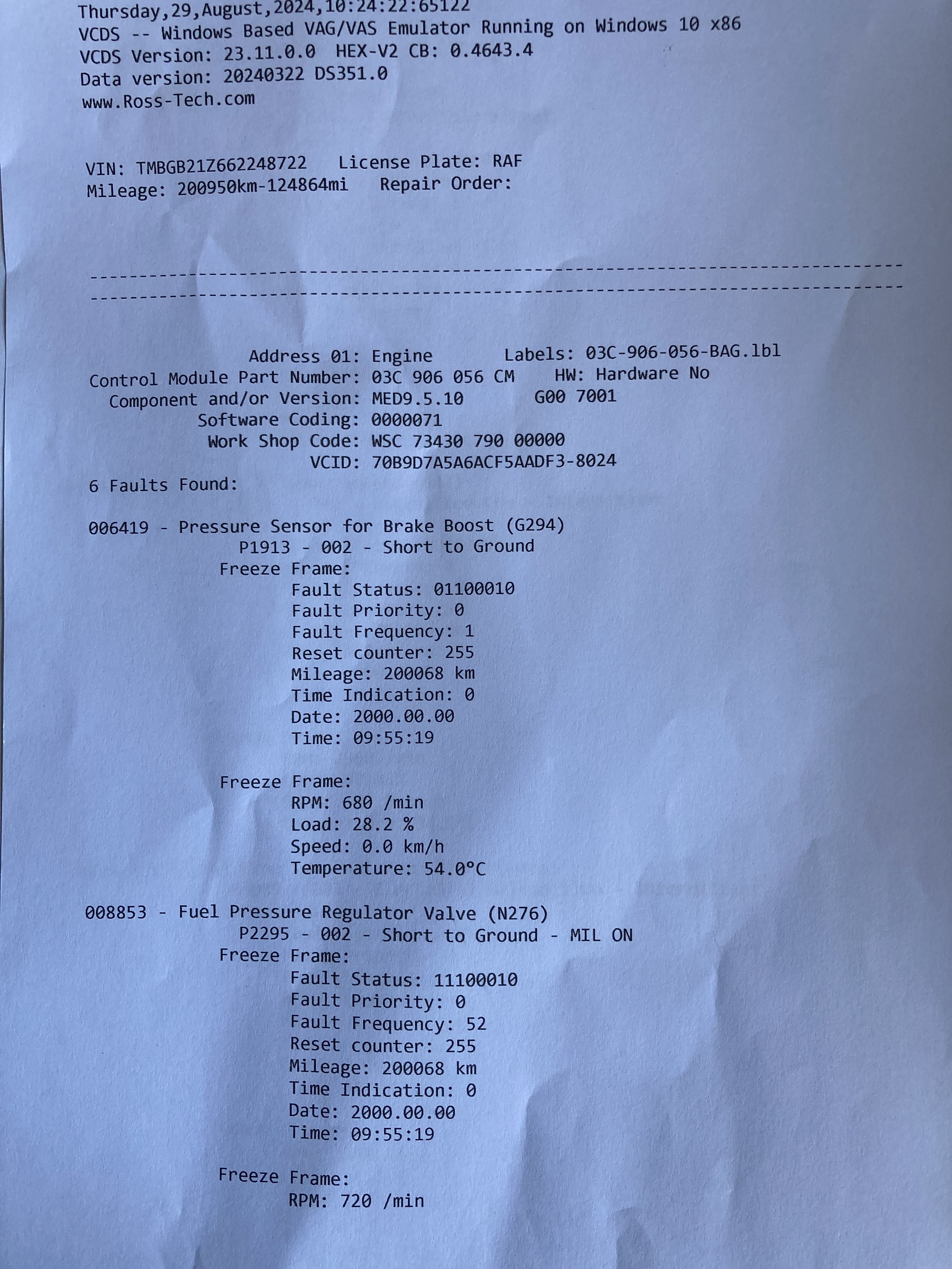 Fuel pressure regulator valve (n276), fuel pump or something else
