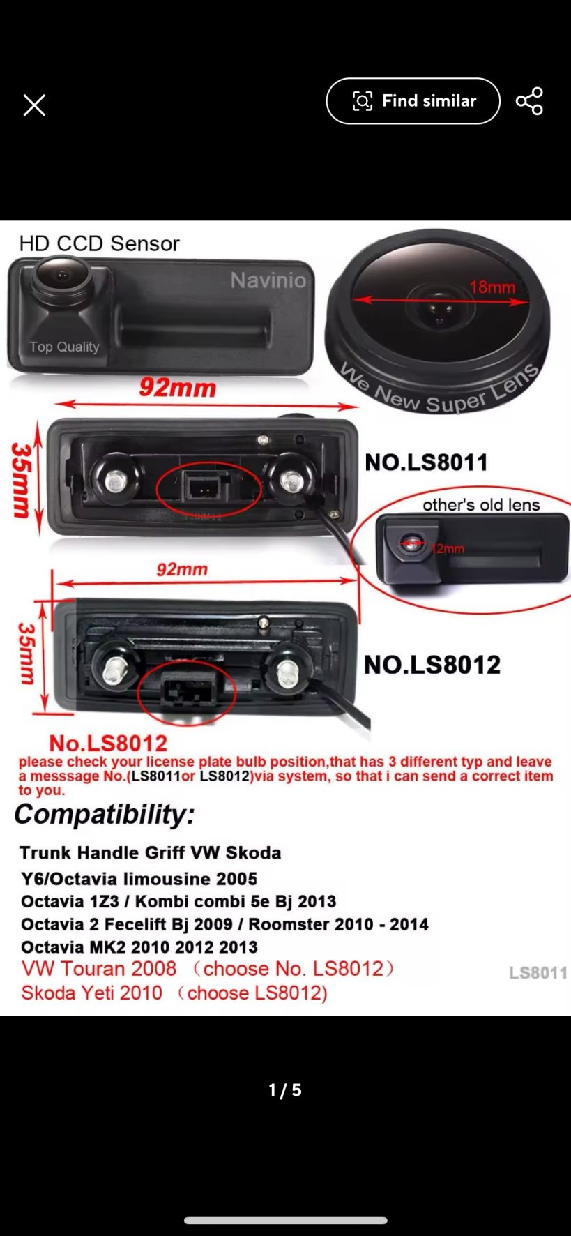 Retrofit camera for MIB STD2 PQ