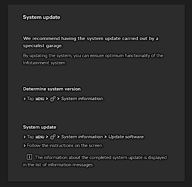 update infotainment