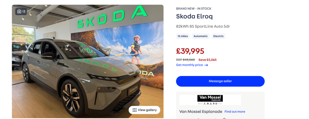 Screenshot 2025-05-25 at 20-53-37 Grey SKODA Elroq 82kWh 85 SportLine Auto 5dr for sale for £39 995 in Cowes Isle Of Wight.png