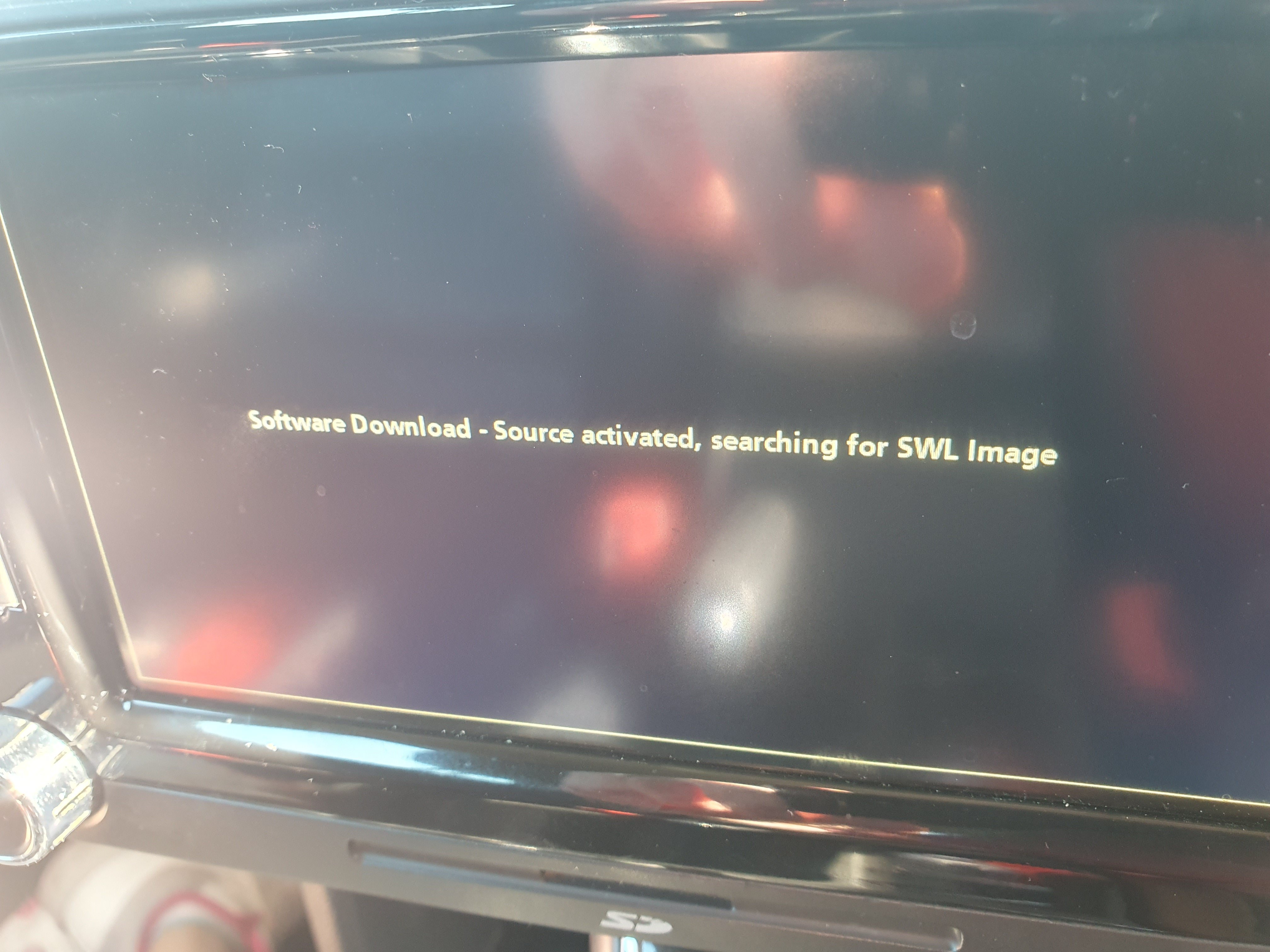 Software upgrade message on Columbus screen and a flat battery.