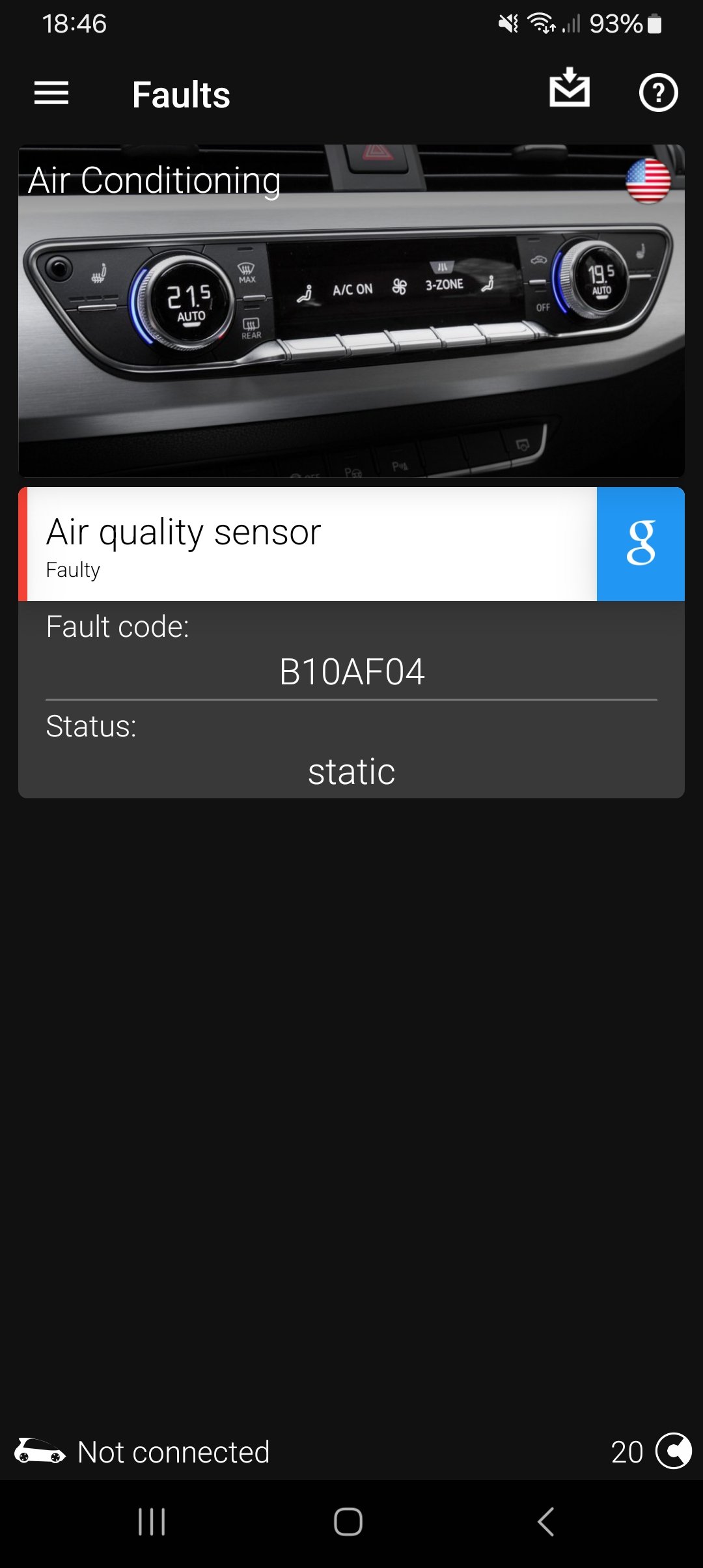 Air quailty sensor faulty but where????