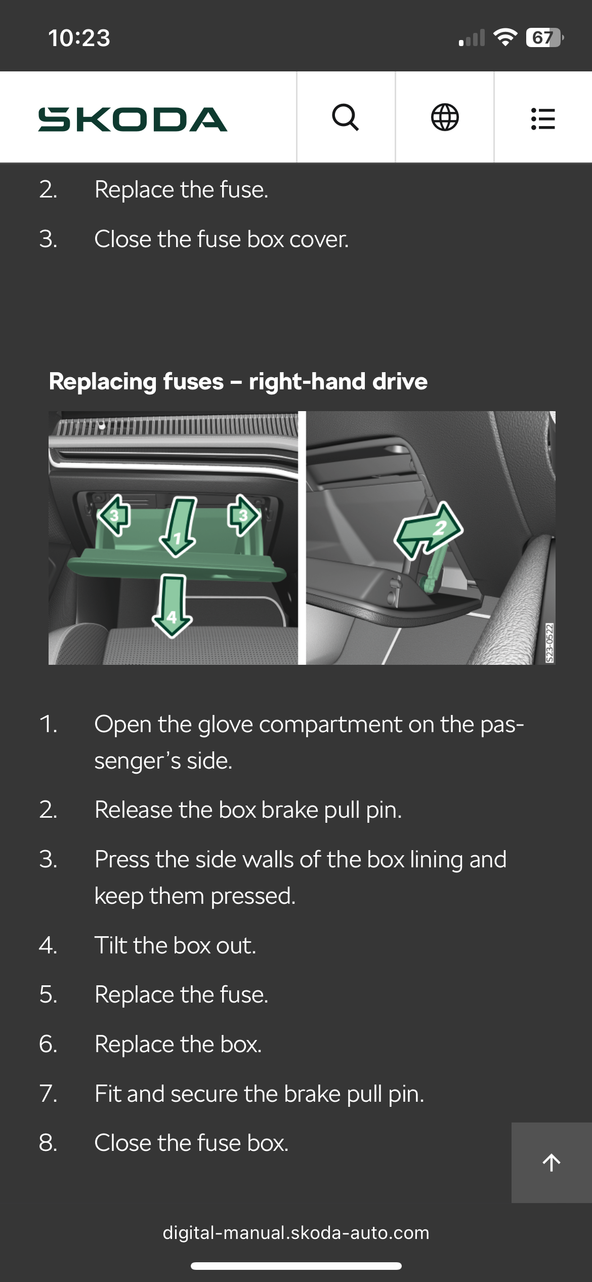 Glovebox removal for fuses Mk4 superb iV 2025