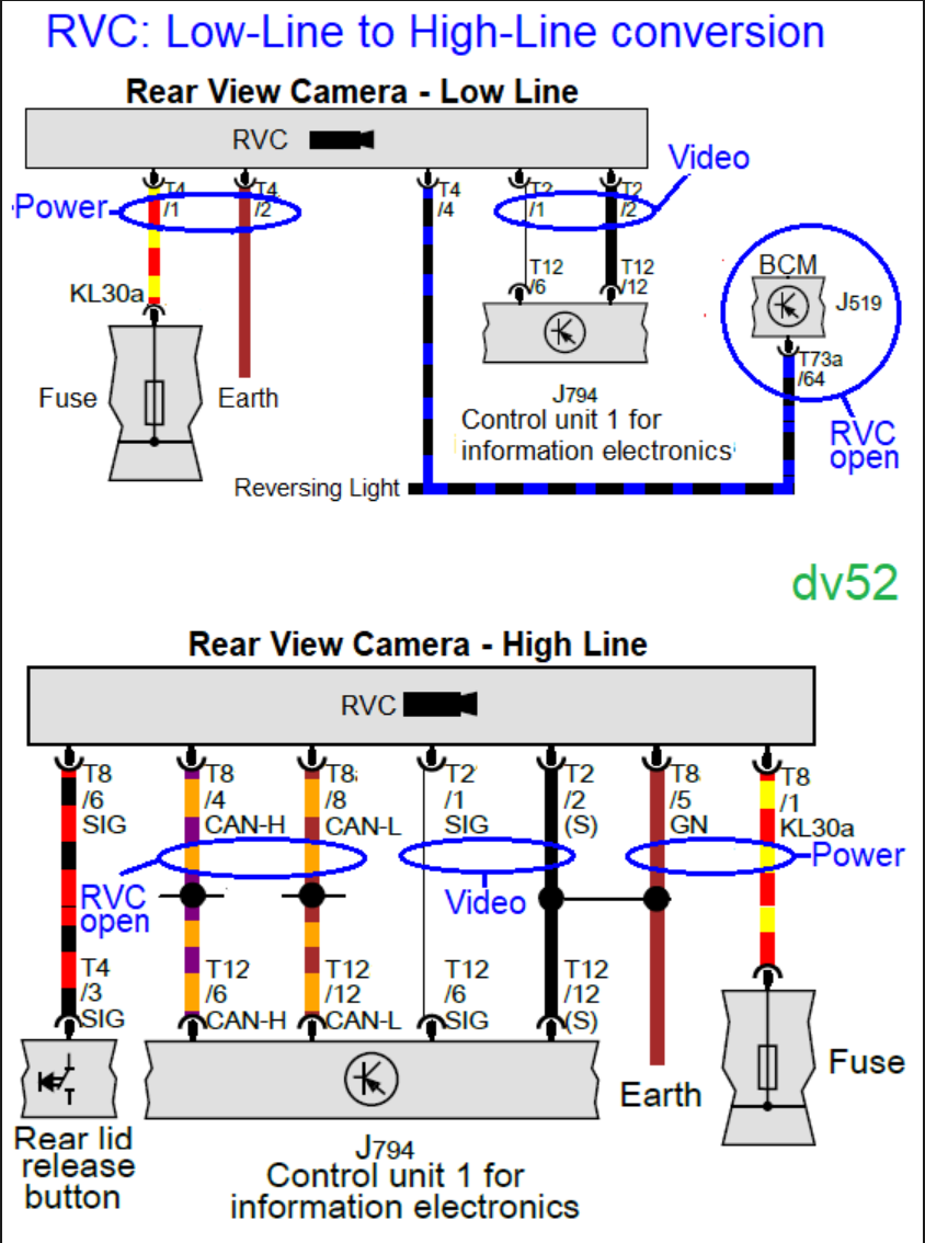 3V0827566N DIY wiring mistake. Burned rear camera by sending 12V to CAN High