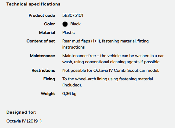 MK 4.5 Octavia RS Combi 2025 Mudflaps