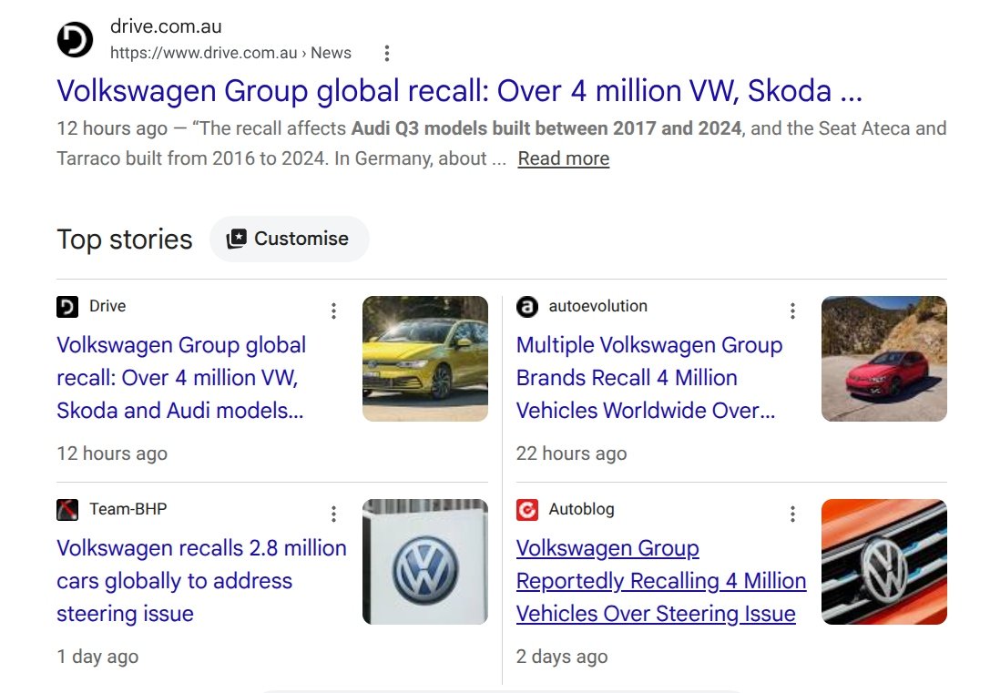 A VW Group Global Recall 2026.